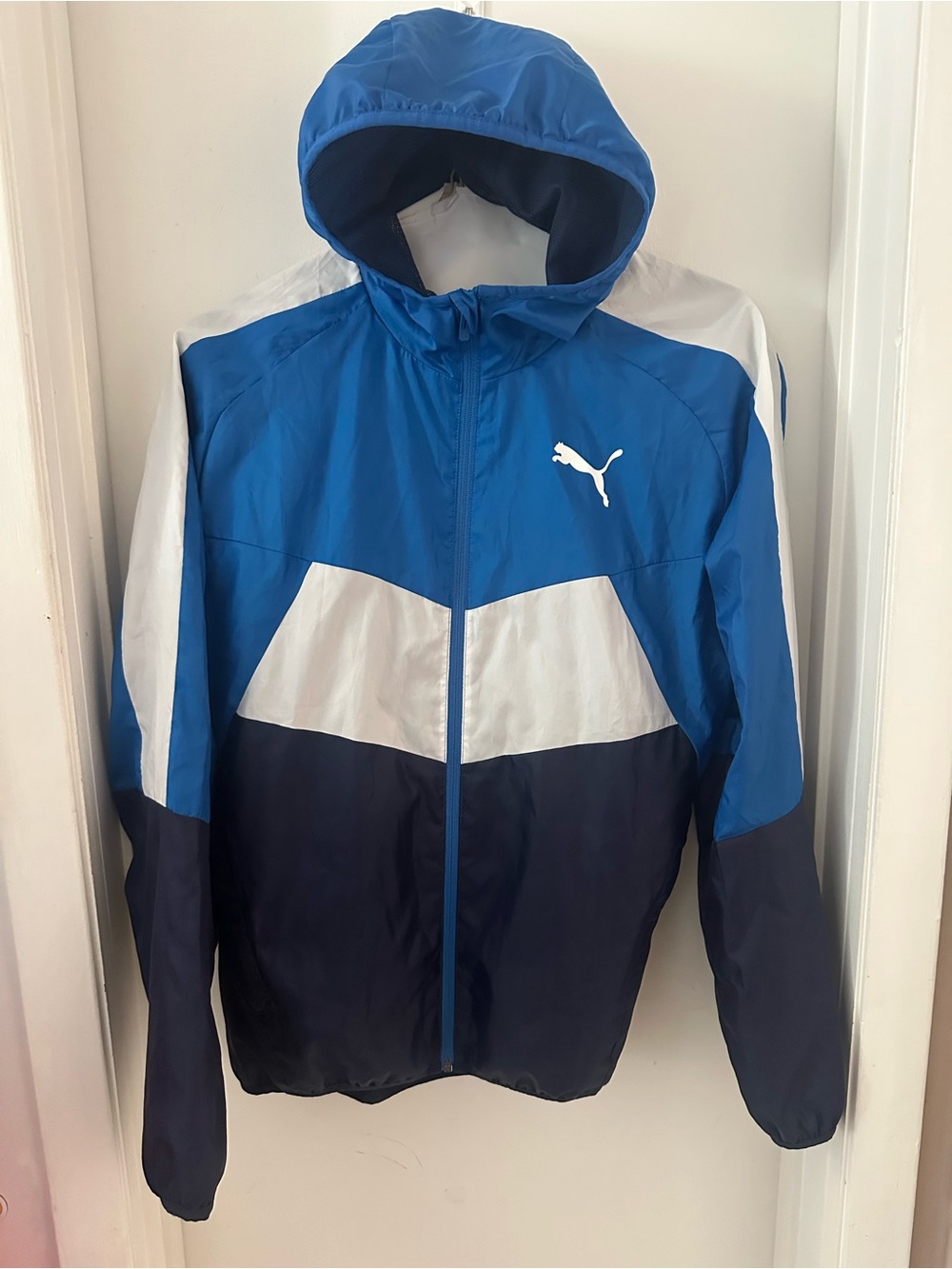 Puma Blue White Navy Hooded Windbreaker